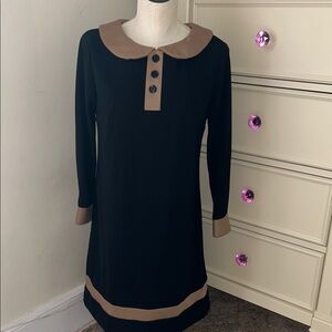 Vintage AA Studio AA Black Dress with Beige Accents